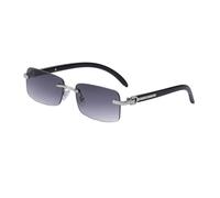 JRLLFD Retro Sunglasses Rimless Small Rectangle Men Vintage Frameless Sunglasses, c1 silver-grey, One Size