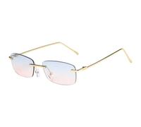 JRLLFD Rimless Metal Legs Sunglasses Women Vintage Classic Men Outdoor Driving Shades Female Uv400(Gold Blue Pink)