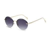 JRLLFD Rimless Oval Sunglasses Women Men Vintage Luxury Metal Fashion Driving Female Uv400(Gold Gradient Gray)