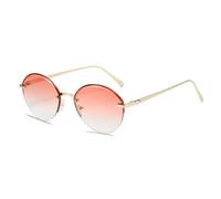 JRLLFD Rimless Oval Sunglasses Women Men Vintage Luxury Metal Fashion Driving Female Uv400(Gold Gradient Pink)