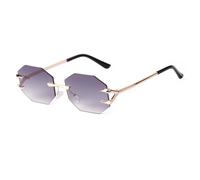 JRLLFD Rimless Polygon Sunglasses Men Metal Fashion for Women Gradient Lens Frameless Shades(2)