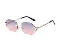 JRLLFD Rimless Polygon Sunglasses Men Metal Fashion for Women Gradient Lens Frameless Shades(4)