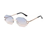 JRLLFD Rimless Polygon Sunglasses Men Metal Fashion for Women Gradient Lens Frameless Shades(5)