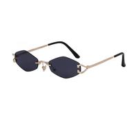 JRLLFD Rimless Rhombus Sunglasses Women Small Frame Sun Glasses Men Vintage Polygonal Shades Eyewear,1,One size