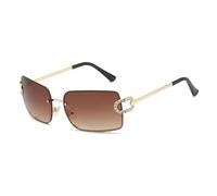 JRLLFD Rimless Sunglasses for Women Men Retro Ladies Fashion Summer Uv400(Gold Gradient Tea)