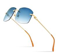 JRLLFD Rimless Sunglasses Women Frameless Oversize Luxury for Men with Gradient Lens(50248 Blue)