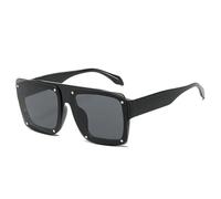JRLLFD Rivet Sunglasses Vintage Women Fashion Men Rimless Shades Big Uv400 Luxury Male Female(black)