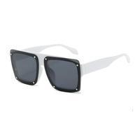 JRLLFD Rivet Sunglasses Vintage Women Fashion Men Rimless Shades Big Uv400 Luxury Male Female(white)