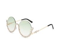 JRLLFD Small Half Frame Round Sunglasses Women Men Inlay Metal Uv400 Protective(BLS3564-C4)