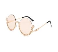JRLLFD Small Half Frame Round Sunglasses Women Men Inlay Metal Uv400 Protective(BLS3564-C6)