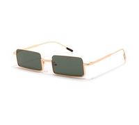 JRLLFD Small Rectangle Polarized Sunglasses Men Women Vintage Punk Driving Luxury Metal Frame(C2 gold)