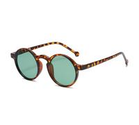 JRLLFD Small Round Sunglasses Women Black Circle Men Sun Glasses Retro Green Shades UV400 Protection,C01 leopard green,one size
