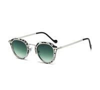 JRLLFD Small Sunglasses Men Alloy Frame Clear Eyeglasses Men Women Fashion Female Shades Uv400(leopard green)
