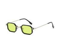 JRLLFD Small Vintage Polygon Sunglasses Women Metal Shades Fashion Leopard Green Rectangle Uv400(Black Green)