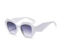 JRLLFD Square Polygon Sunglasses for Women Vintage Punk Men Irregular Glasses, white / grey, One Size