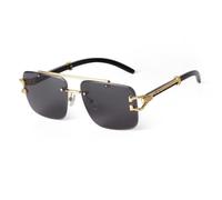 JRLLFD Square Rimless Sunglasses Women Men Metal Leg Gradient Gray Lens Shades Sun Glasses,C1 BLACK,one size