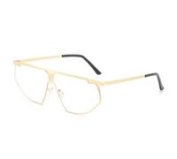 JRLLFD Steampunk One Piece Sunglasses Women Men Vintage Luxury Metal Punk for Male Driving Uv400(Gold Clear)