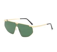 JRLLFD Steampunk One Piece Sunglasses Women Men Vintage Luxury Metal Punk for Male Driving Uv400(Gold Green)