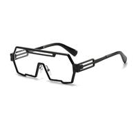 JRLLFD Steampunk Sunglasses Men Vintage Luxury One Piece Irregular Fashion Outdoor Driving Uv400(Black Clear)