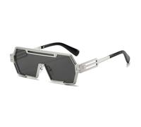 JRLLFD Steampunk Sunglasses Men Vintage Luxury One Piece Irregular Fashion Outdoor Driving Uv400(Silver Gray)