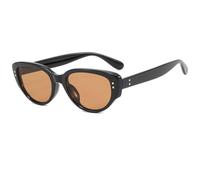 JRLLFD Vintage Classic Rivet Decoration Women Sunglasses Luxury Men Fishing Uv400(Black Brown)