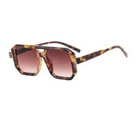 JRLLFD Vintage Double Bridge Women's Sunglasses Retro Men Outdoor Driving Shades Male Uv400(Leopard Gradient Tea)