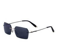 JRLLFD Vintage Metal Rimless Women Sunglasses Fashion Luxury Punk Men Outdoor Shades Uv400(Blue Gray)