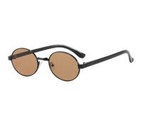 JRLLFD Vintage Oval Small Frames Women Sunglasses Luxury Men Classic Driving Female Uv400(Black Tea)