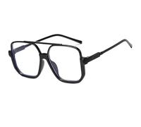 JRLLFD Vintage Oversized Metal Leg Women Sunglasses Luxury Men Sunglass Driving Uv400(Black Clear)