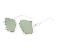 JRLLFD Vintage Oversized Metal Leg Women Sunglasses Luxury Men Sunglass Driving Uv400(Clear Green)