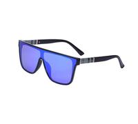 JRLLFD Vintage Oversized Square Sunglasses for Women Flat Top One Piece Glasses Female Shades, blue foil, One Size