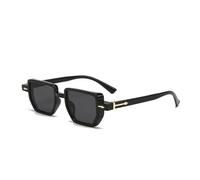 JRLLFD Vintage Polygon Women Sunglasses Fashion Clear Ocean Lens Shades Uv400 Men Rivets(black)