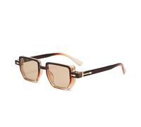JRLLFD Vintage Polygon Women Sunglasses Fashion Clear Ocean Lens Shades Uv400 Men Rivets(brown)