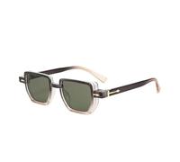 JRLLFD Vintage Polygon Women Sunglasses Fashion Clear Ocean Lens Shades Uv400 Men Rivets(Champagne)