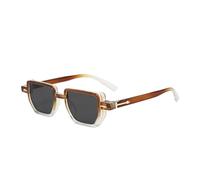 JRLLFD Vintage Polygon Women Sunglasses Fashion Clear Ocean Lens Shades Uv400 Men Rivets(white tea)