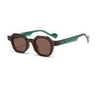 JRLLFD Vintage Polygon Women Sunglasses Fashion Hexagon Clear Ocean Lens Shades Uv400 Men Rivets(green)
