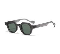 JRLLFD Vintage Polygon Women Sunglasses Fashion Hexagon Clear Ocean Lens Shades Uv400 Men Rivets(grey)