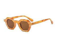 JRLLFD Vintage Polygon Women Sunglasses Fashion Hexagon Clear Ocean Lens Shades Uv400 Men Rivets(orange)