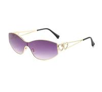 JRLLFD Vintage Punk Rimless Double Heart Sunglasses Women for Men Fashion Uv400(Gold Gradient Gray)
