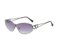 JRLLFD Vintage Punk Rimless Double Heart Sunglasses Women for Men Fashion Uv400(Gun Gradient Gray)