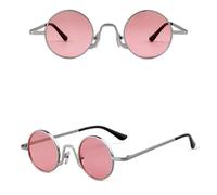 JRLLFD Vintage Punk Small Round Sunglasses Men Women Retro Little Circle Frame Shades(C6)