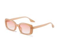 JRLLFD Vintage Rectangle Women Sunglasses Gradient Brown Rectangular Retro Men Shade Sunnies(4)