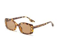 JRLLFD Vintage Rectangle Women Sunglasses Gradient Brown Rectangular Retro Men Shade Sunnies(5)
