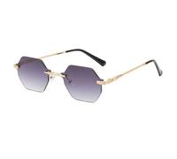 JRLLFD Vintage Rimless Metal Sunglasses Women for Men Luxury Punk Uv400(Gold-Gray)