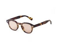 JRLLFD Vintage Rivet Tortoiseshell Round Sunglasses Women Men Retro Yellow Blue Lens Square Sun Glasses,C12,one size