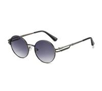 JRLLFD Vintage Round Sunglasses Men Women Metal Spring Retro Uv400(Gun Gray)