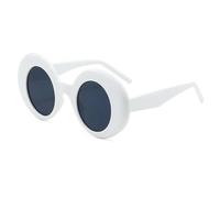 JRLLFD Vintage Round Sunglasses Women Oval Female Fashion Luxury Uv400(white)