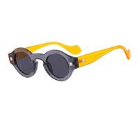 JRLLFD Vintage Small Round Sunglasses Women Men Female Fashion Luxury Uv400(yellow black)
