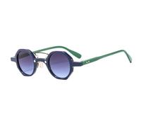JRLLFD Vintage Small Round Women Sunglasses Fashion Clear Ocean Lens Uv400 Men Rivets(blue)