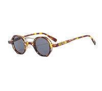 JRLLFD Vintage Small Round Women Sunglasses Fashion Clear Ocean Lens Uv400 Men Rivets(leopard grey)